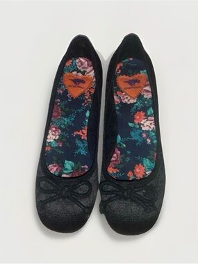 Rocket Dog Black Ballet Heels with Floral Insole